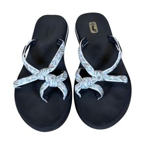 Teva Women's Flip Flop Sandals Size 6 Black Pink Blue White Floral Knot Comfort